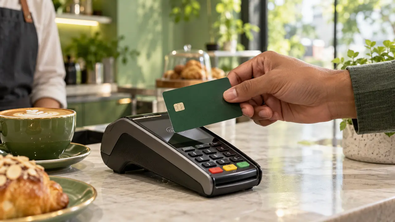 Contactless corporate card payment at a cafe